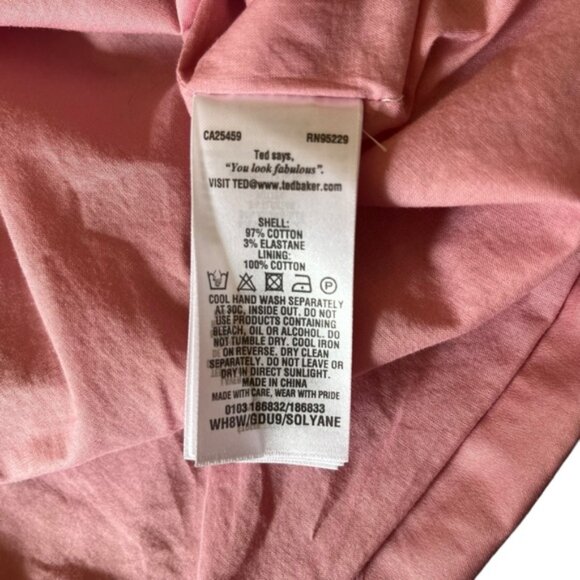 Ted Baker Solyane Pink Bow-Detail Poplin Cotton Shift Dress Size 4 TB Size 1 - Picture 15 of 16
